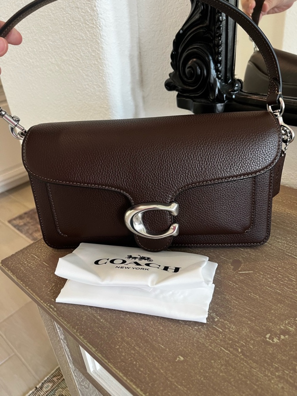 Coach Tabby 26 Dark Brown  (maple) Pebbled Leather Bag with Silver 'C' Hardware
